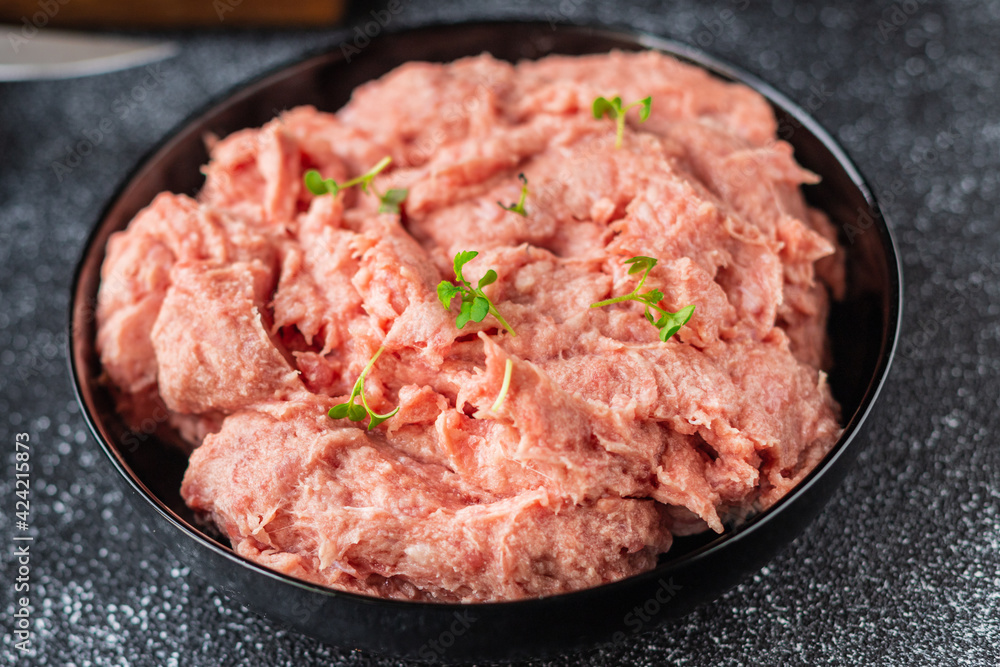 minced meat turkey or chicken grind pork beef lamb healthy diet meal top view copy space for text food background rustic image minced meat turkey or chicken grind pork beef lamb healthy diet meal top view copy space for text food background rustic image