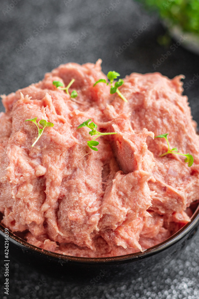 minced meat turkey or chicken grind pork beef lamb healthy diet meal top view copy space for text food background rustic image minced meat turkey or chicken grind pork beef lamb healthy diet meal top view copy space for text food background rustic image