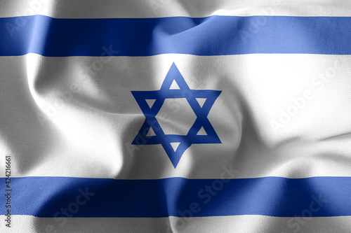 3d rendering waving silk flag of Israel