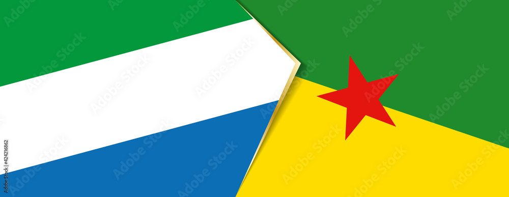 Sierra Leone and French Guiana flags, two vector flags. Sierra Leone and French Guiana flags, two vector flags.