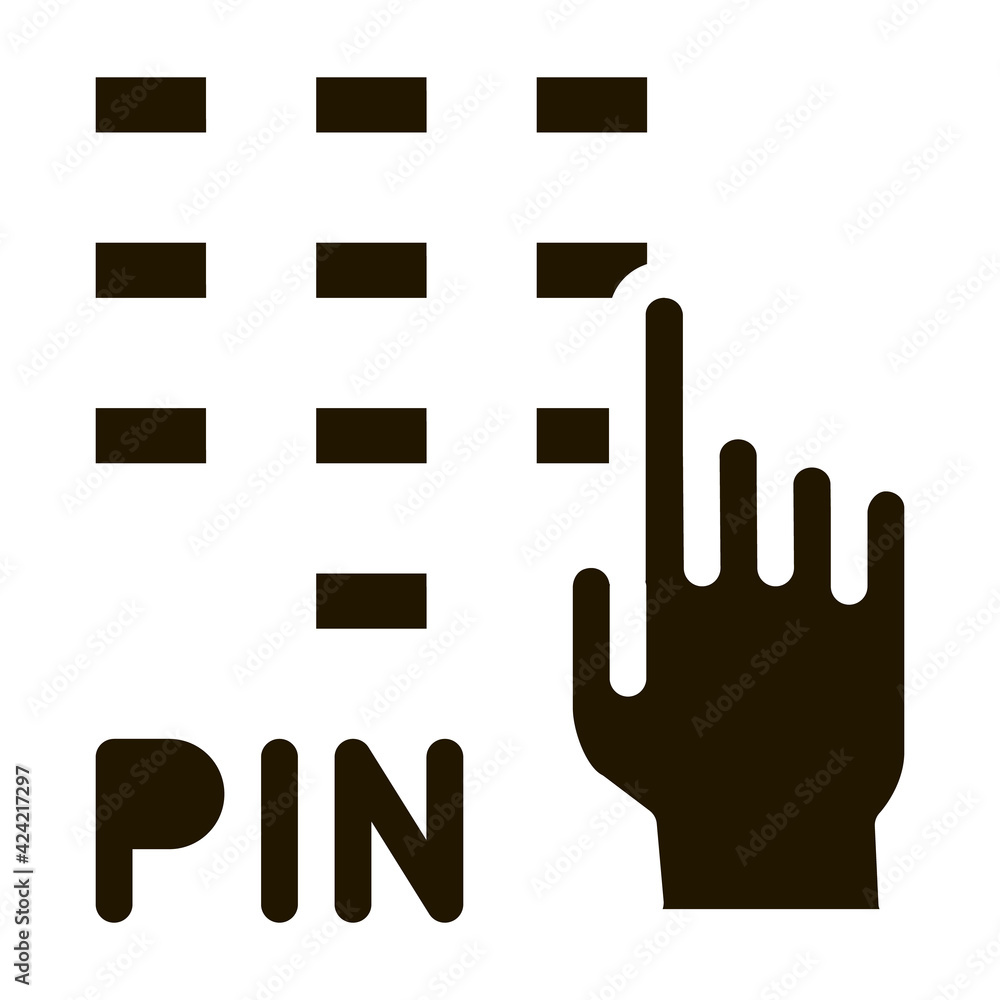 entre pin code glyph icon vector. entre pin code sign. isolated symbol illustration entre pin code glyph icon vector. entre pin code sign. isolated symbol illustration