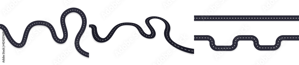 Fototapeta premium Road asphalt road isolated on white background. Vector illustration.