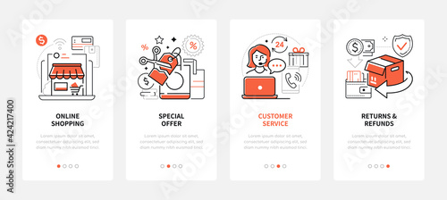 Online shopping - modern line design style web banners