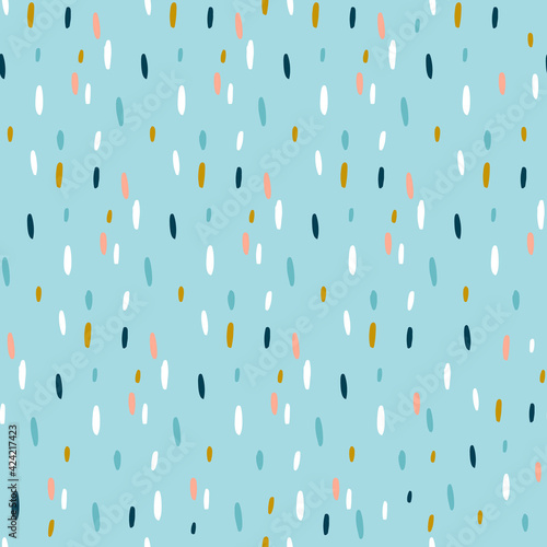 Semless hand drawn pattern with colorful strokes. Abstract childish texture for fabric, textile, apparel. Vector illustration