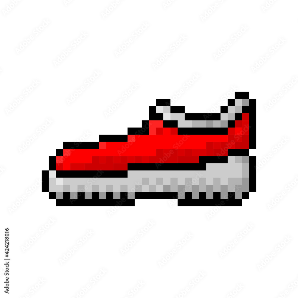 Sneaker icon. Footwear. Pixel art. Side view. Vector simple flat graphic  illustration. The isolated object on a white background. Isolate.  Stock-Vektorgrafik | Adobe Stock