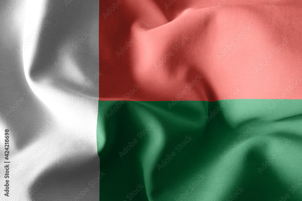 3d realistic waving silk flag of Madagascar 3d realistic waving silk flag of Madagascar
