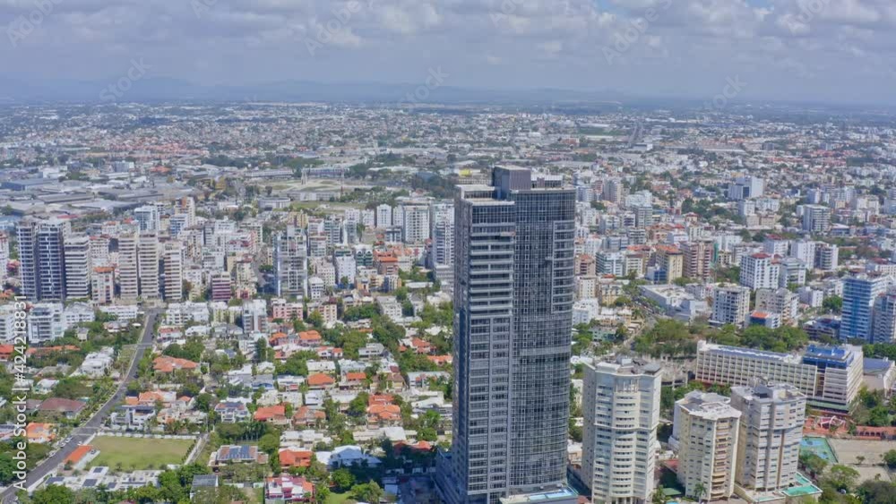 Aerial drone shot of skyscraper at Santo Domingo. Dominican Republic Aerial drone shot of skyscraper at Santo Domingo. Dominican Republic