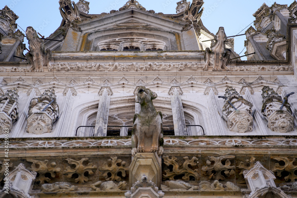 Obraz premium Dom St Peter in Regensburg, detailed shots with the telephoto lens in spring