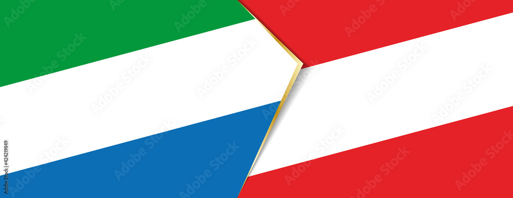 Sierra Leone and Austria flags, two vector flags. Sierra Leone and Austria flags, two vector flags.