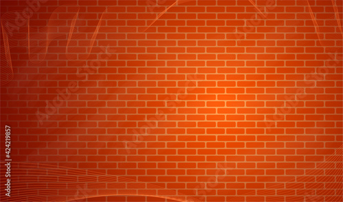 Orange brick wall seamless Vector illustration background.