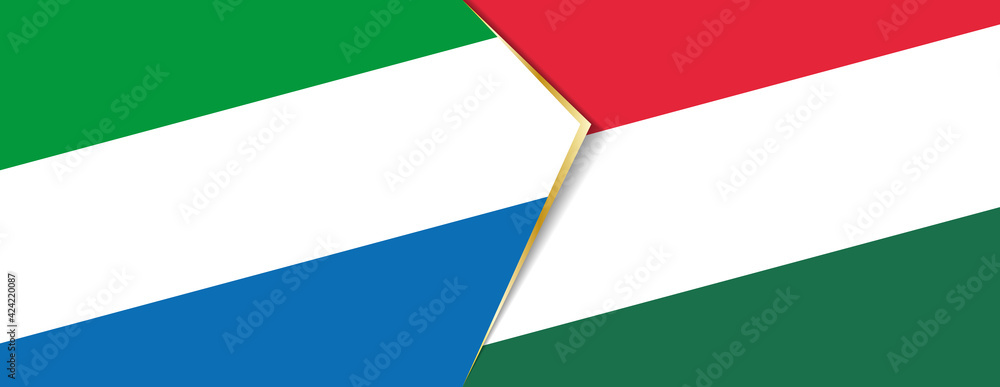 Sierra Leone and Hungary flags, two vector flags. Sierra Leone and Hungary flags, two vector flags.