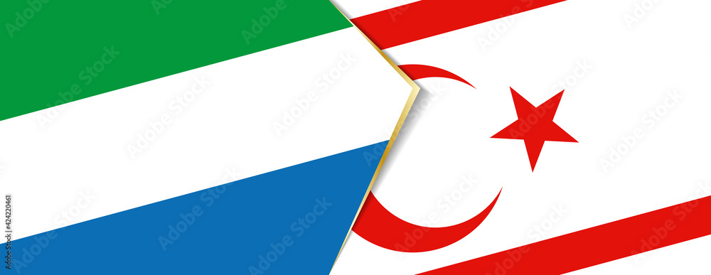 Sierra Leone and Northern Cyprus flags, two vector flags. Sierra Leone and Northern Cyprus flags, two vector flags.