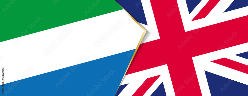 Sierra Leone and United Kingdom flags, two vector flags.