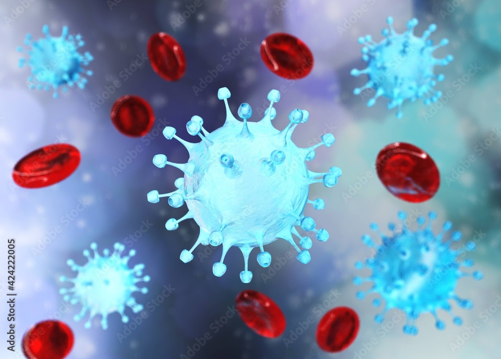 Virus close-up, infectious infection, ODS, 3D rendering Virus close-up, infectious infection, ODS, 3D rendering