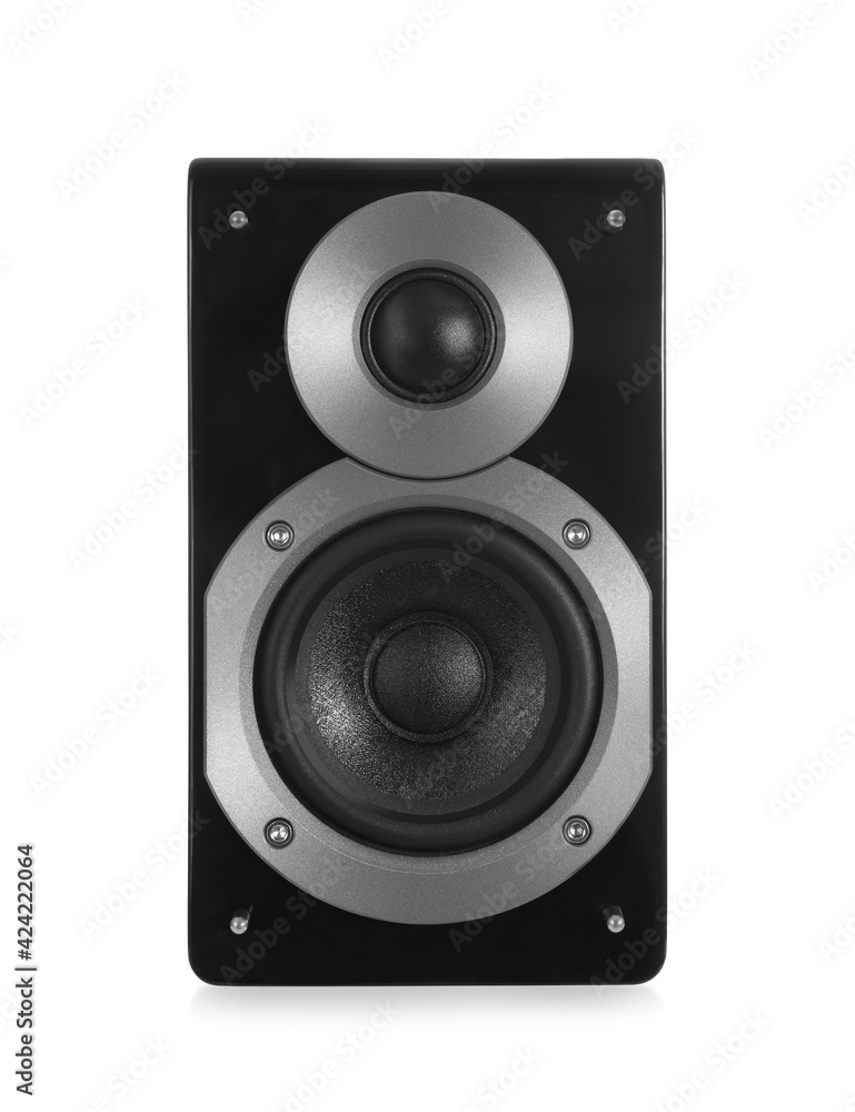 Modern powerful audio speaker isolated on white Modern powerful audio speaker isolated on white