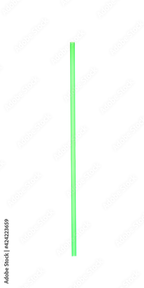 Green plastic straw for drink isolated on white Green plastic straw for drink isolated on white