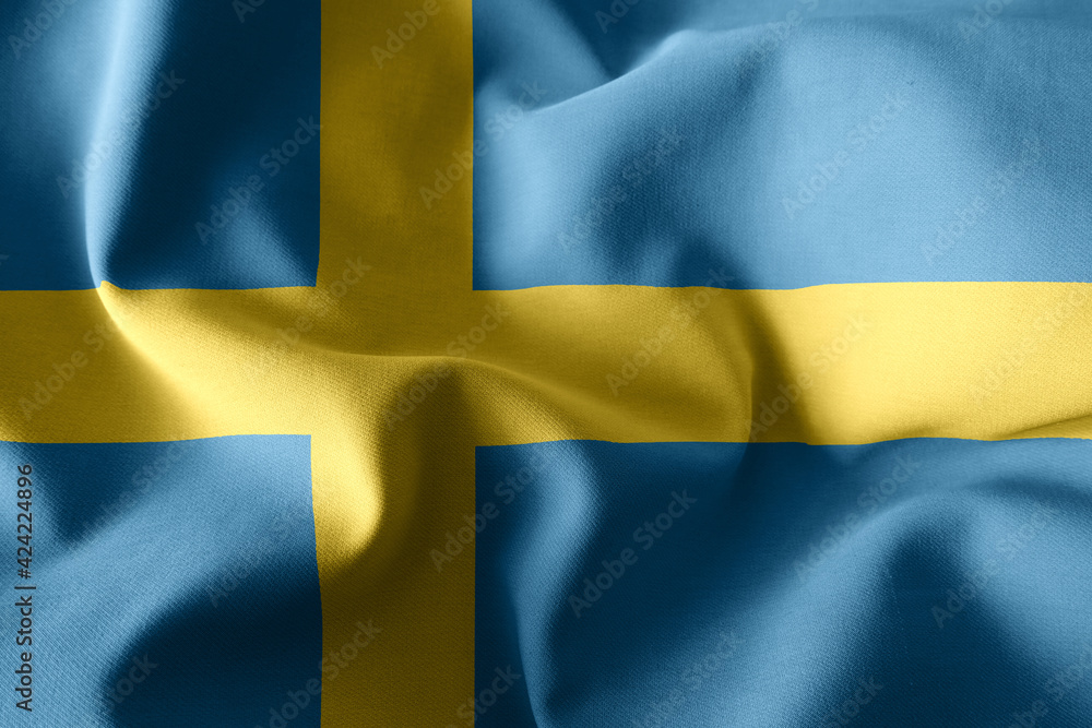 3d rendering waving silk flag of Sweden 3d rendering waving silk flag of Sweden