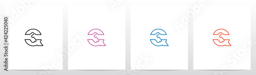 Handshake Outline On Letter Logo Design Q