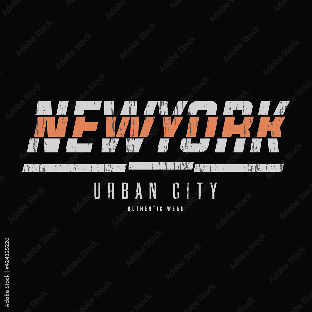 Obraz premium Vector illustration of letter graphics, New york, creative clothing, perfect for t-shirt designs, shirts, hoodies, etc.