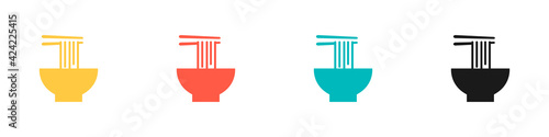 Noodle icons set isolated on white background. Suitable for any business related to ramen, noodles, fast food restaurants, Korean food, Japanese food, etc. Flat style. Vector illustration