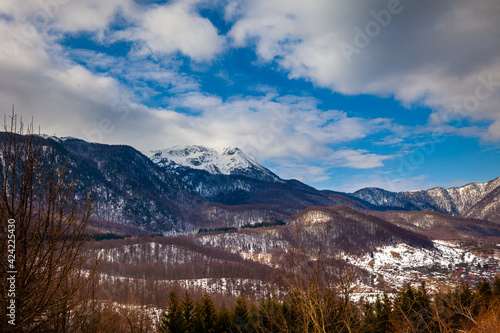 Panorama of snow-covered mountains