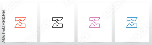 Handshake Outline On Letter Logo Design Z
