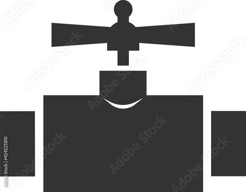 Icon of a pipe with a gate valve. Black silhouette.