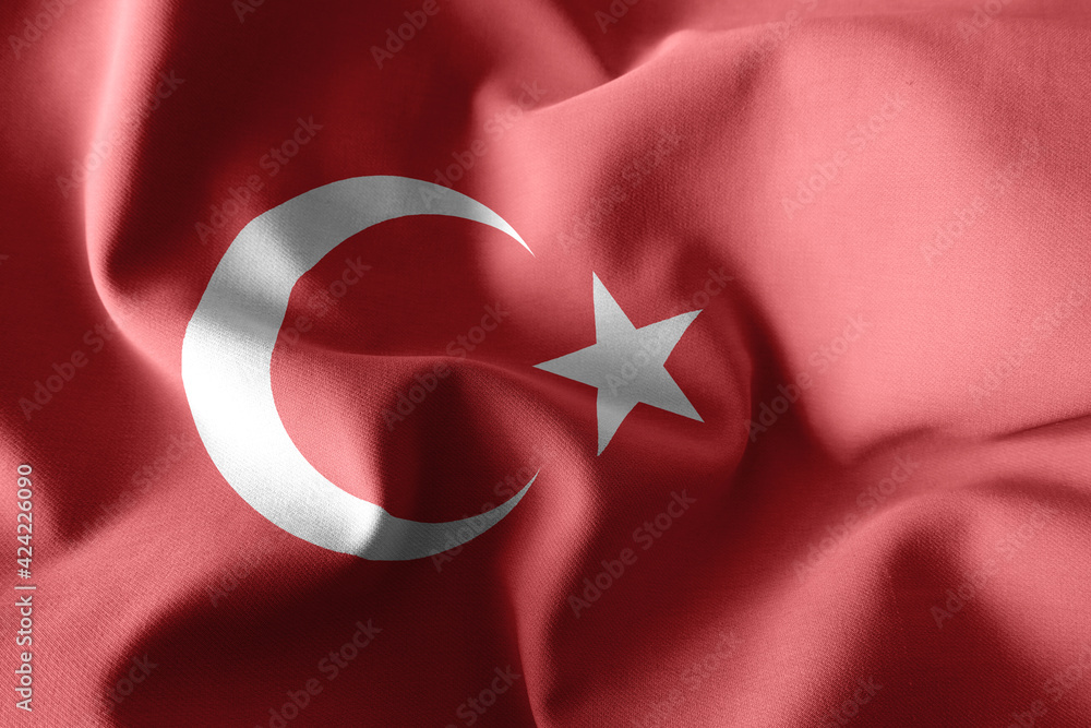 Obraz premium 3d rendering waving silk flag of Turkey