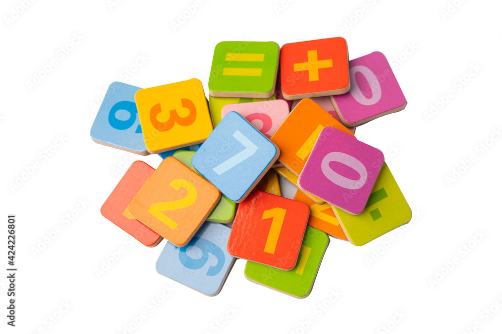 Math number colorful on white background, education study mathematics learning teach concept. Math number colorful on white background, education study mathematics learning teach concept.