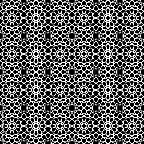 Arabic Seamless pattern in black and white color