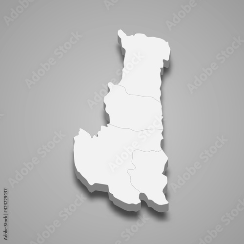 3d isometric map of Chin is a Region of Myanmar
