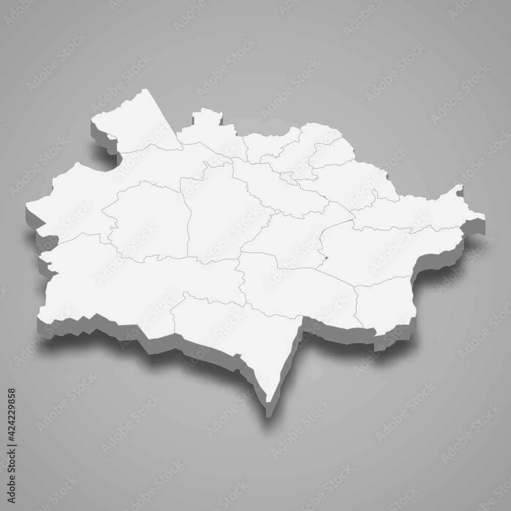 3d isometric map of East Kazakhstan oblast is a region of Kazakhstan