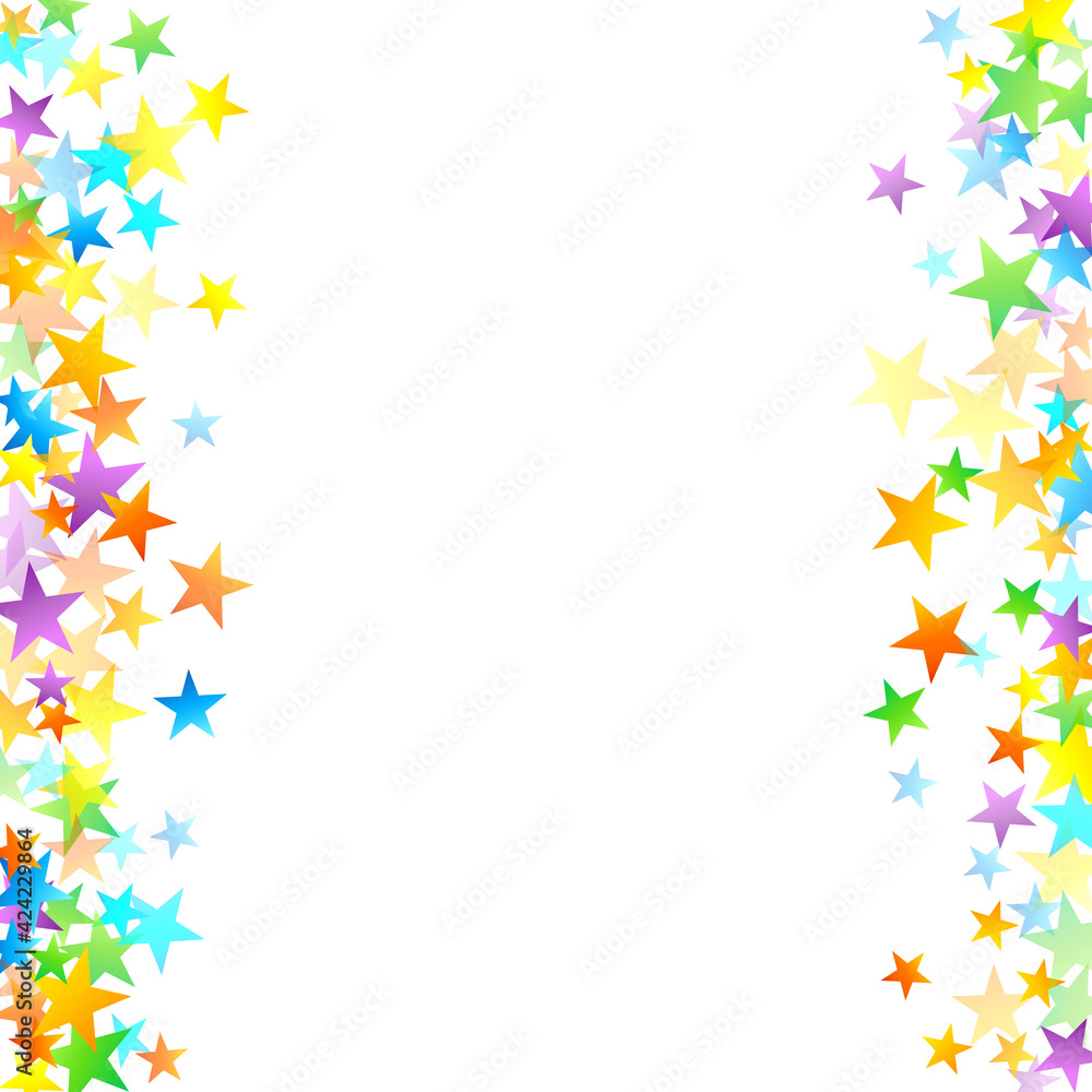 Obraz premium Rainbow Festive Confetti. Carnival Star Falling.