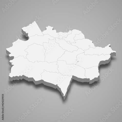 3d isometric map of East Kazakhstan oblast is a region of Kazakhstan