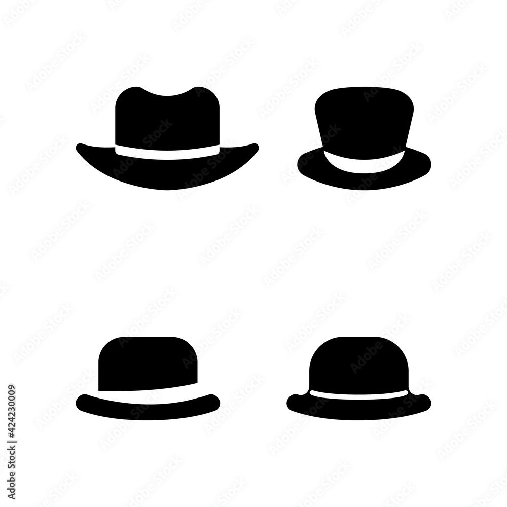 Vector collection of hats or photo props in black Vector collection of hats or photo props in black