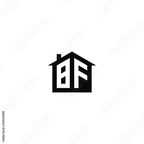 initial BF house logo design vector