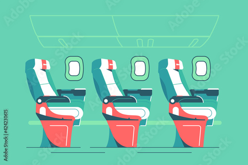 Cabin of seats for passengers on plane