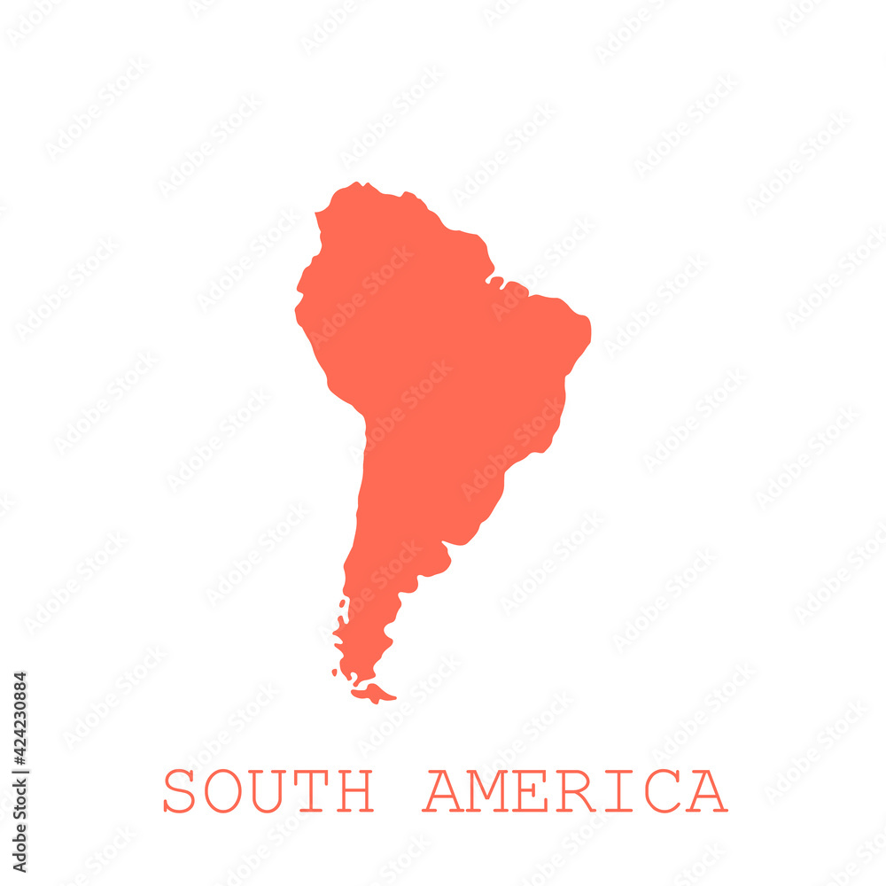 Continent of South America. Continent map template. Vector illustration
