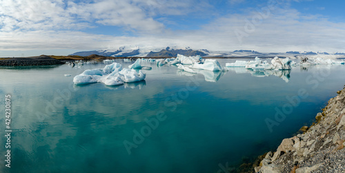 Jokulsarlon Glacier Lagoon in East Iceland. Iceberg on the water