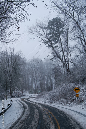 Road trip in the winter. Snow day and adventure.