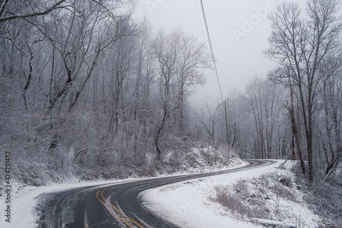 Road trip in the winter. Snow day and adventure.