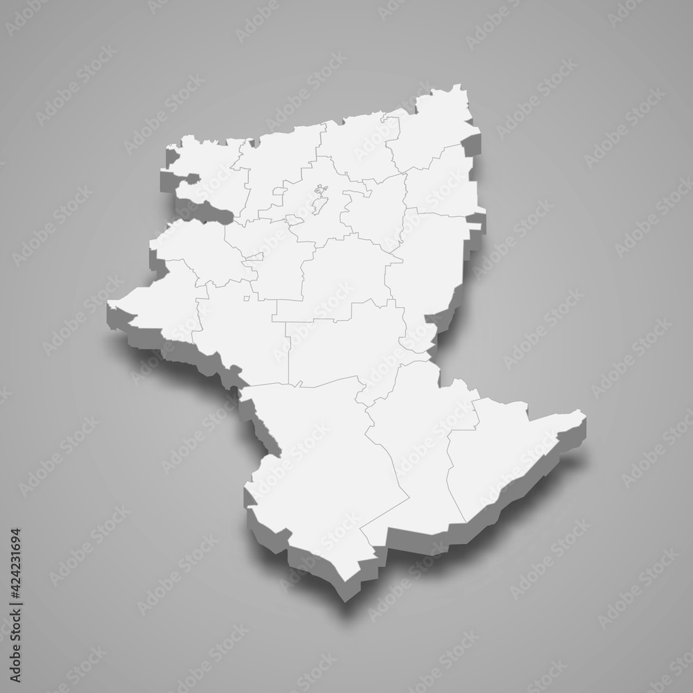 3d isometric map of Kostanay oblast is a region of Kazakhstan 3d isometric map of Kostanay oblast is a region of Kazakhstan