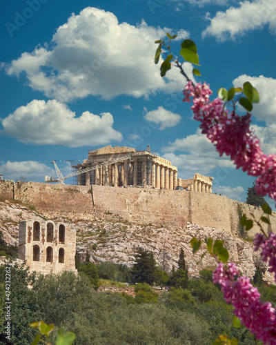 Athens Greece, Parthenon old temple on Acropolis hill  scenic view