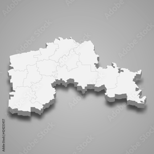 3d isometric map of North Kazakhstan oblast is a region of Kazakhstan