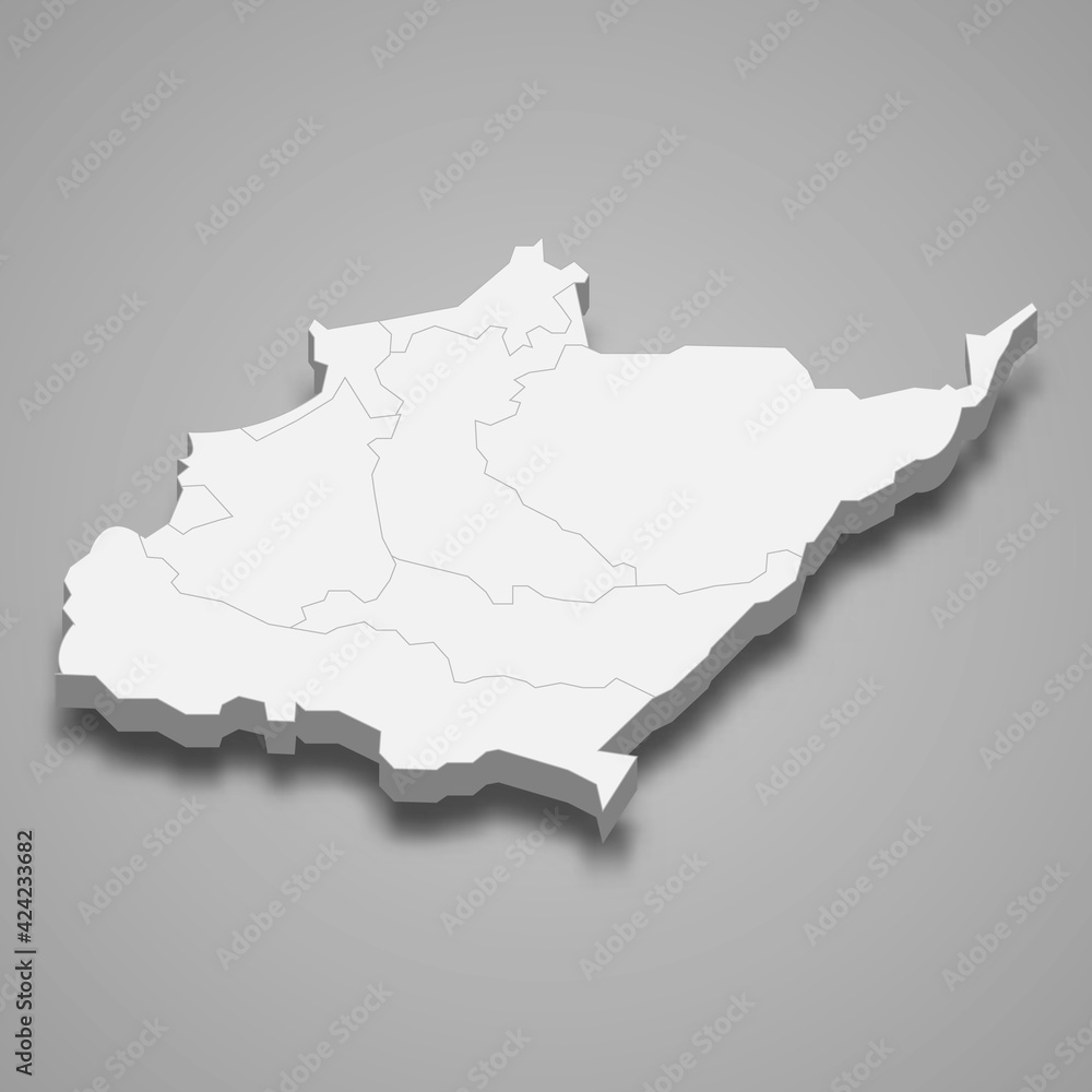 Obraz premium 3d isometric map of North Governorate of Lebanon