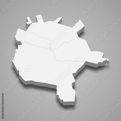 3d isometric map of Nur-Sultan oblast is a region of Kazakhstan