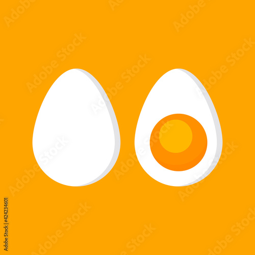 Boiled egg isolated on a white background. Healthy eating. Vector illustration