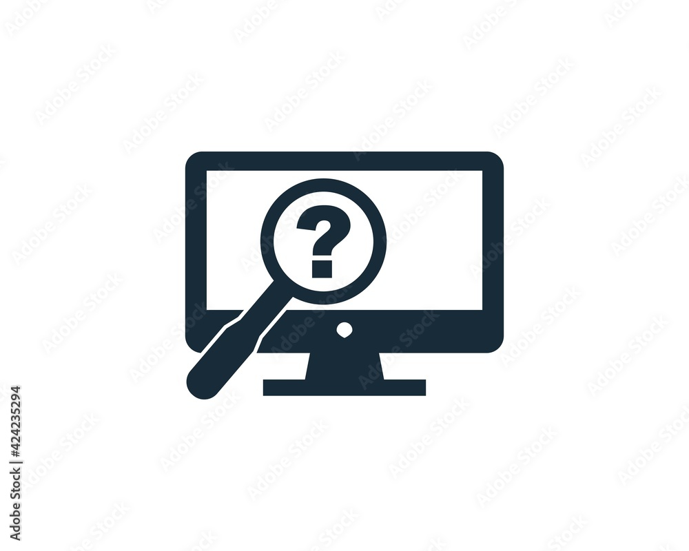 Question Sign Screen and Magnifying Glass Icon Vector Logo Template Illustration Design Question Sign Screen and Magnifying Glass Icon Vector Logo Template Illustration Design