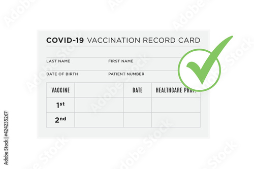 Vaccination Card, Covid-19 Vaccination Card, Shot Record Card, Covid Vaccine, Pandemic Vaccination Passport, Vaccination Passport, Vector Illustration Background *For Illustration Purposes Only*