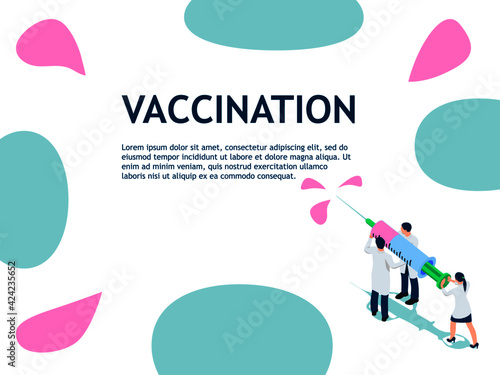 Vaccination banner, immunization campaign. Doctors are planning to start mass vaccination. 